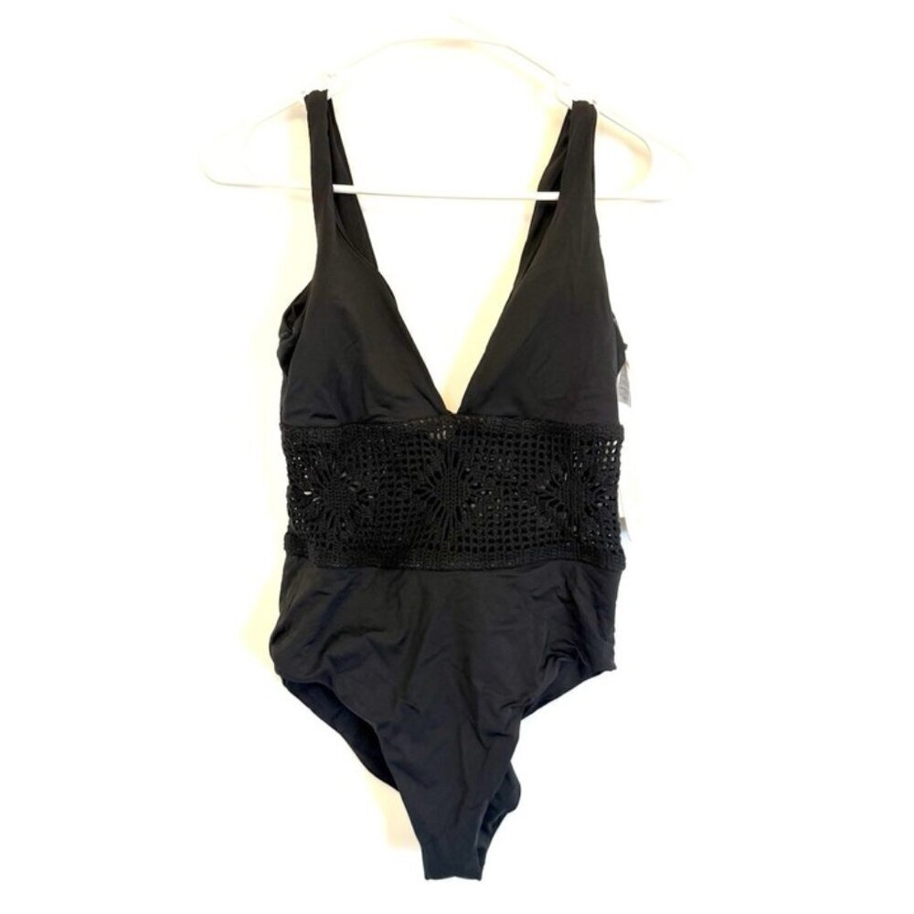 L Space Women’s Samantha Black One Piece Swimsuit Size 10